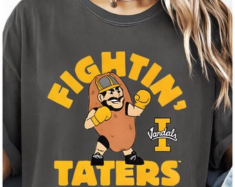 Joe Vandal Idaho Vandals Fightin Taters cartoon shirt| Fun Sports Shirt, Gift for Fans, Casual Wear, Game Day Outfit, Unique Graphic Tee