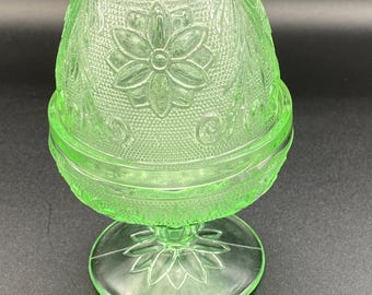 Green Indiana Glass Tiara Chantilly Fairy Lamp