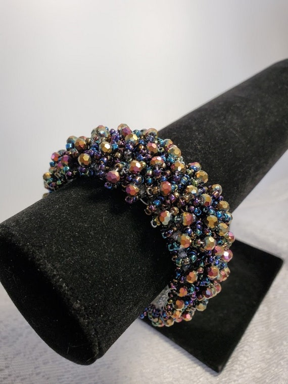 Cuff Bracelet Carnival Glass Beads Magic Carpet Bracelet 7 Inches