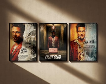 Fight Club Poster Set of 3, Tyler Durden, Man Cave Decor.