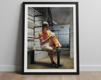Johan Cruyff Smoking Print | Football Legend Poster, Man Cave Decor