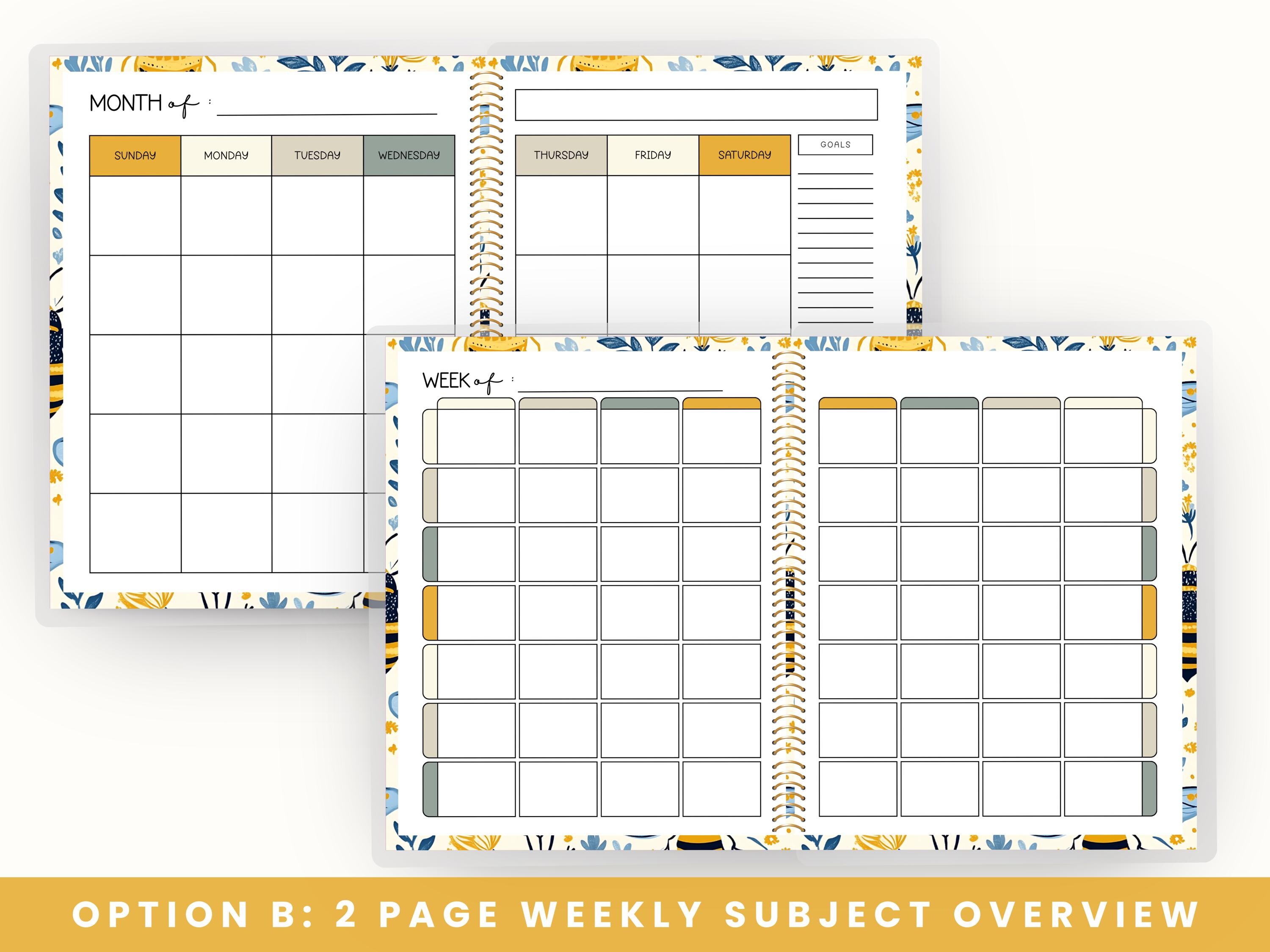 Physical Undated Homeschool Planner | Custom Weekly Layout ...