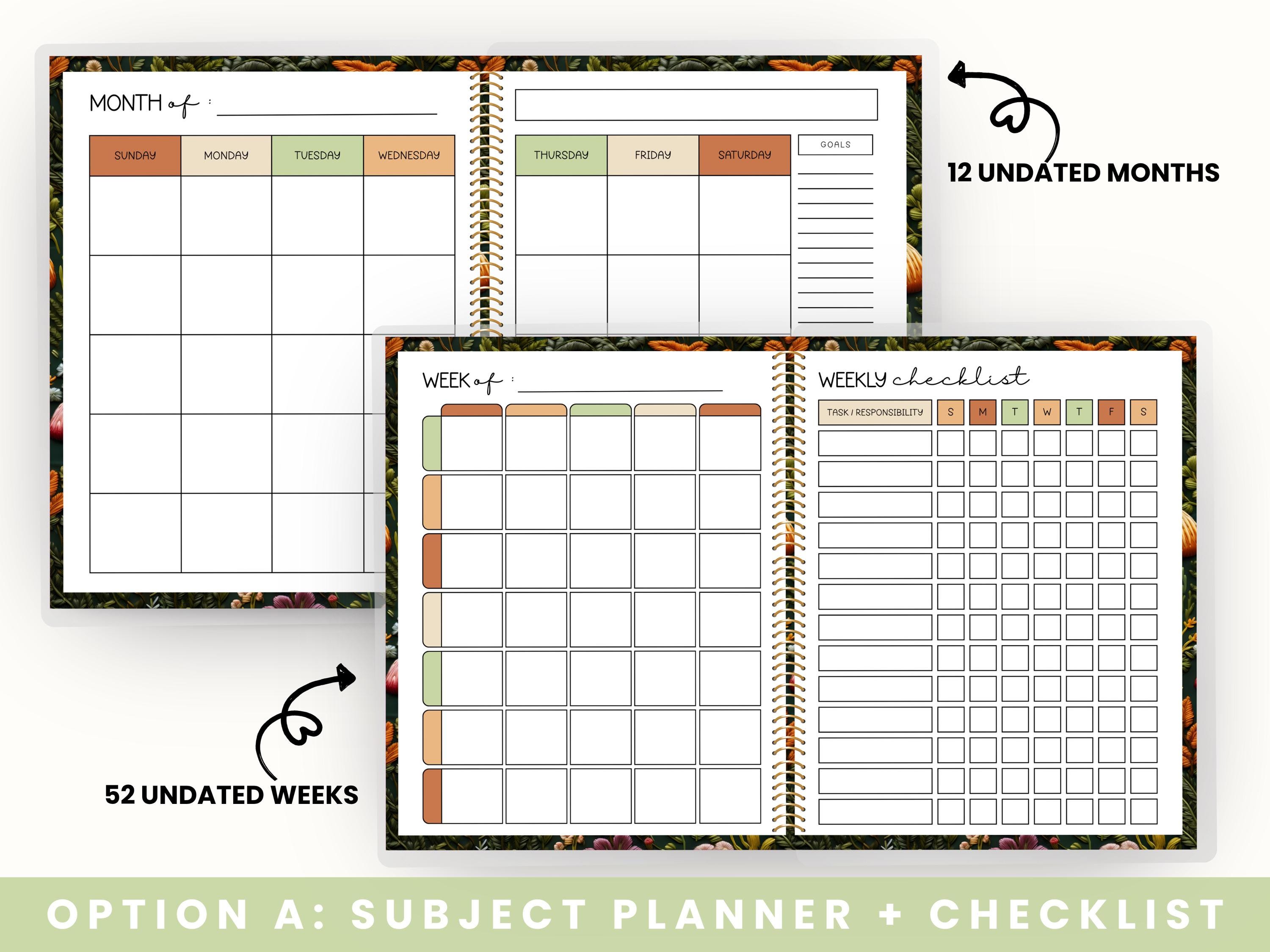 Undated Physical Homeschool Planner | Customizable for Multiple ...