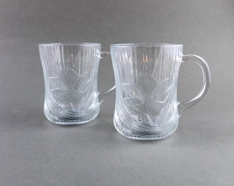 Vintage Arcoroc Canterbury Crocus Glass Coffee Mugs – Set of 2