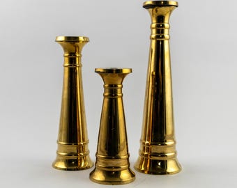 Vintage Brass Candlestick Holders Set of 3