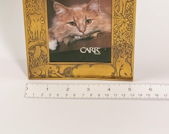 MW Carr Brass Art Nouveau Style Cat Photo Frame – Vintage Cat Picture Frame
