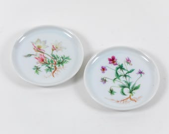 Set of 2 Vintage Fürstenberg Porcelain Miniature Plates – West Germany – Wildflower Coasters