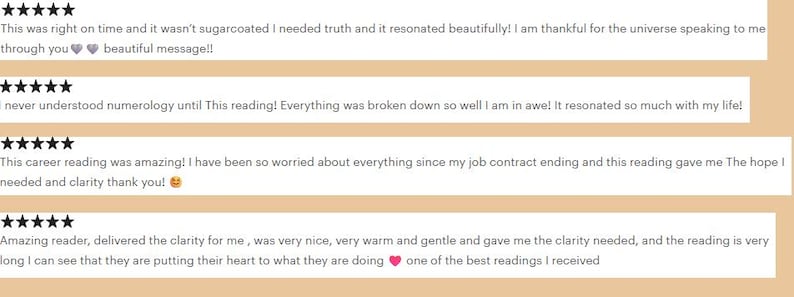 Collage of five star reviews saying Astra is kind and accurate, replies quickly, explains everything in detail, and delivers eye opening readings with great formatting. Several mention being repeat customers.