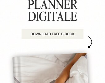 May include: Image features the text "FINANCE PLANNER DIGITALE" above a button that says "DOWNLOAD FREE E-BOOK". A laptop is open with hands on the keyboard. The image is set against a white background.