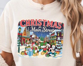 Mickey and Minnie Christmas On Main Street Shirt, Comfort Colors Disney Shirt, Disney Christmas Shirt, Mickey Minnie Christmas Shirt