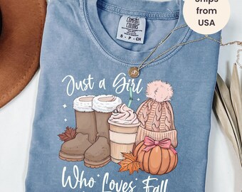 Just A Girl Who Loves Fall Sweatshirt, Fall Sweatshirt, Fall Shirt, Football Mom Shirt, Coffee Lover Shirt, Fall Shirt, Thanksgiving Gift