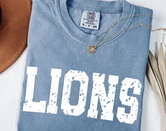 Vintage Lions Shirt, Comfort Colors® Lions Game Day Shirt, Lions Mascot shirt, Teacher Sports Shirt, Tailgate Football Tee, College Spirit