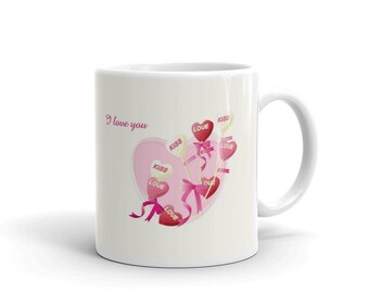 I Love You Mug, Heart Balloons, Valentine's Day Gift