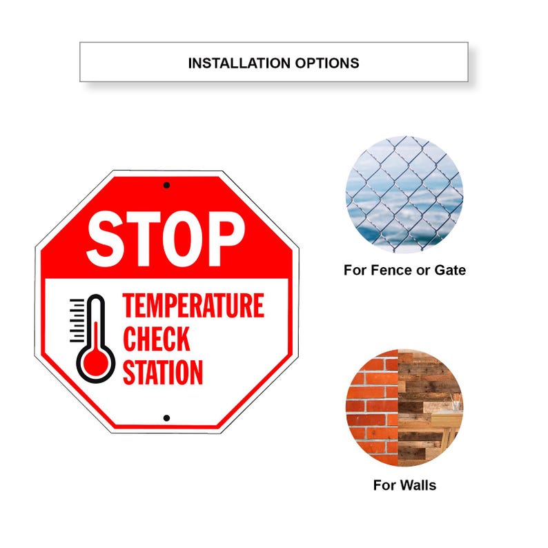 Stop Sign Temp Check Stop Temperature Check Station Sign | Body Temp Required, Social ...