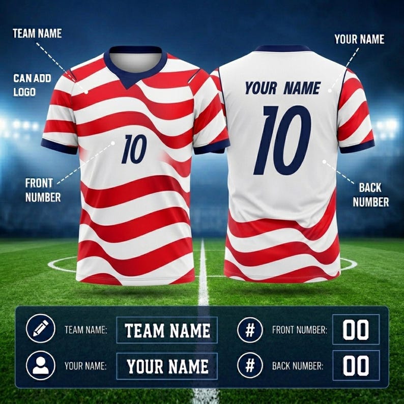 USA World Cup Jersey , Custom Name & Number Soccer Jersey, Personalized US Football Shirt image 2
