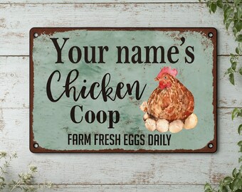 Personalized Chicken Coop Aluminum Metal Sign – Custom Rustic Farmhouse Decor