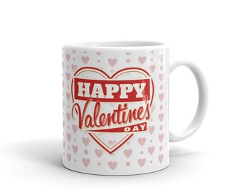 Pink Heart Valentine's Day Coffee Mug, Gift for Her
