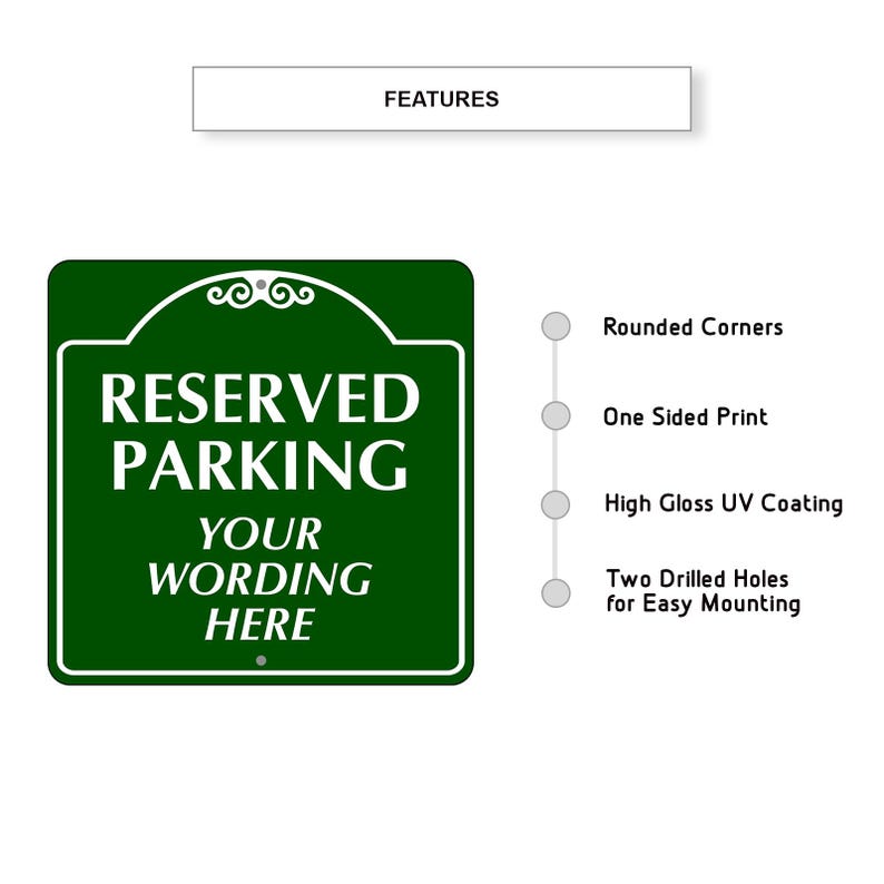Parking Sign Rounded 12x12 Reserved Parking Sign – Custom Aluminum Metal Plaque - Etsy