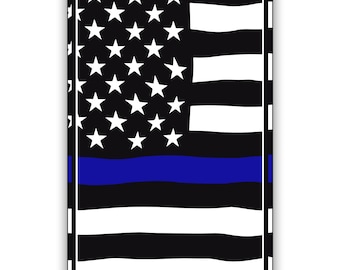 Thin Blue Line American Flag – Police Support Aluminum Metal Sign – Law Enforcement Flag