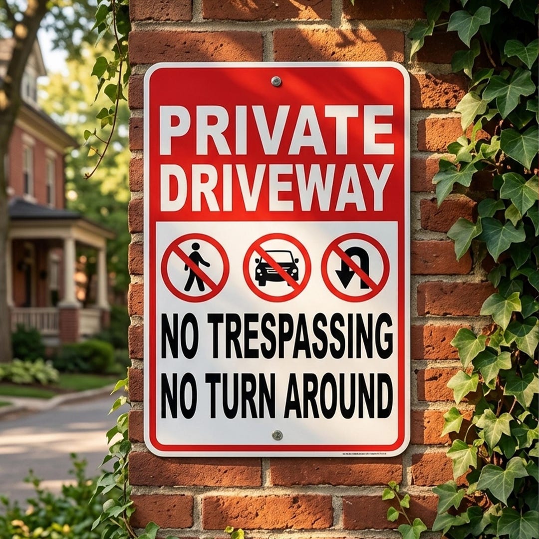 Private Driveway No Trespassing No Turn Around Aluminum Metal Outdoor ...