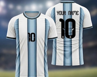 Custom Argentina Soccer Jersey, Personalized Name Number Football Shirt, World Cup Fan Jersey,