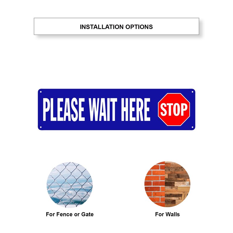 Wait In Line Sign Please Wait Here Stop Sign, Aluminum Metal Wall Decor | Medical Clinic ...