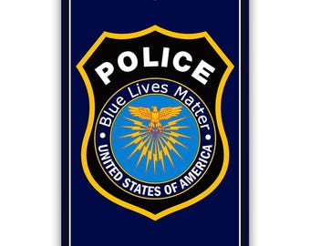 Thin Blue Line American Flag Aluminum Sign, Law Enforcement Support