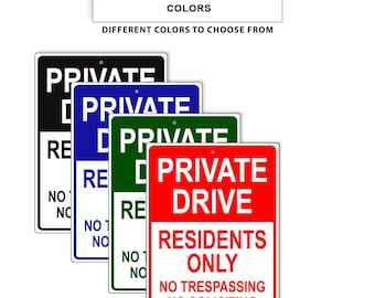Private Drive Residents Only No Trespassing No Soliciting Aluminum Metal Sign