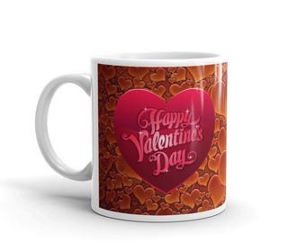 Happy Valentine's Day Red Heart Coffee Cup Gift | Ceramic Love Mug