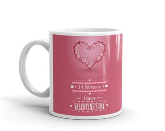 Happy Valentine's Day Mug, Love Coffee Cup, Gift For Him Her, Anniversary Mug