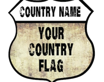 12x12 Custom Country Flag Shield Sign – Personalized Aluminum Metal Decor