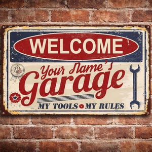 Personalized Garage Aluminum Sign – Custom Vintage Man Cave Metal Wall Decor