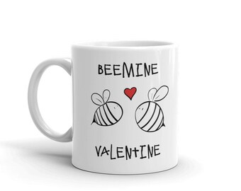 Funny "Bee Mine" Valentine Mug, Cartoon Bee Graphic Coffee Cup, Romantic Gift Partner