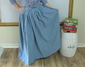 Chambray Blue Midi Skirt, Mini Skirt or Maxi Ball skirt  full, gathered skirt custom made to order also in Plus Size