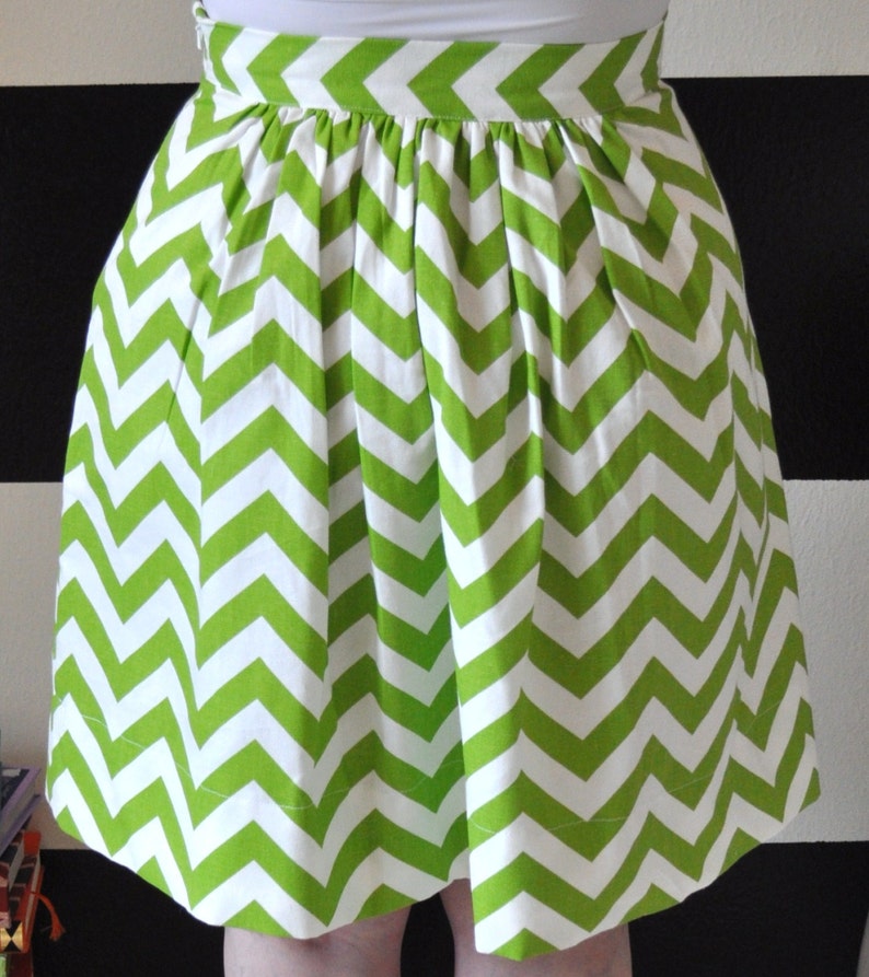 Chevron Skirt Green and White full gathered and pleated skirt | Etsy