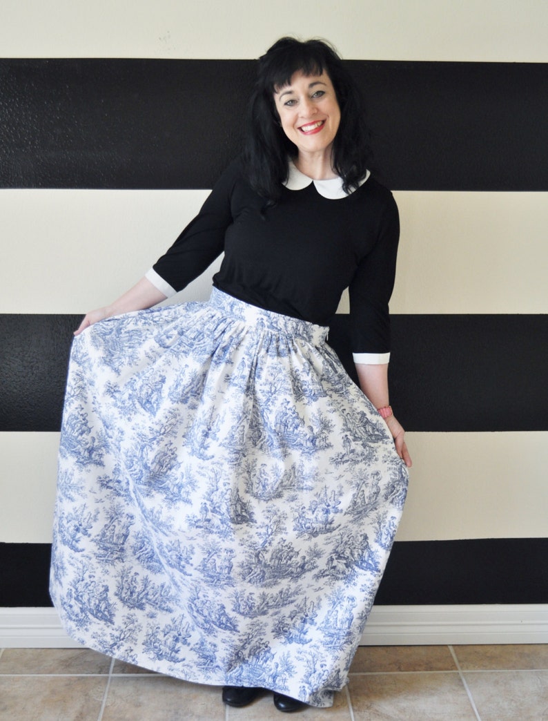 Cornflower Blue Toile Midi Skirt Mini Skirt or Maxi Ball - Etsy