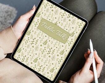 Predigt Notizen Notizbuch Printable | Bibel Studium & Meeting Notizen Journal | JW Public Talk Notizen Vorlage A4 Digitales Notizbuch Grün Botanisch