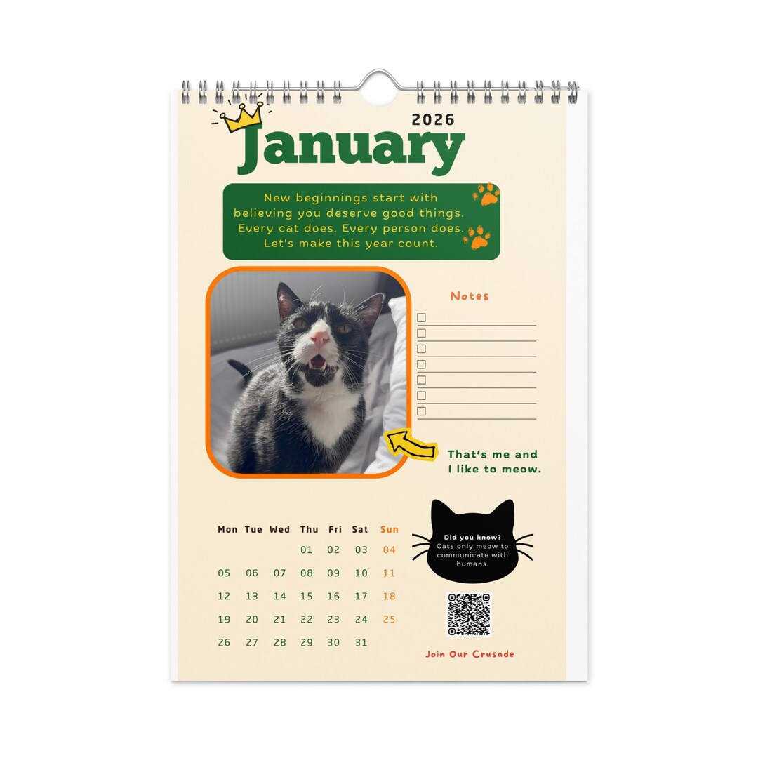 Sir Arthur Meows Wall Calendar (2026) - Etsy