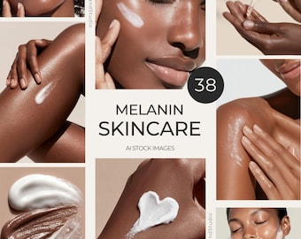 Radiant Melanin Skincare – AI Stock Photos. Aesthetic Minimal Beauty Images for Social Media & Branding. Instagram photos (Digital Download)
