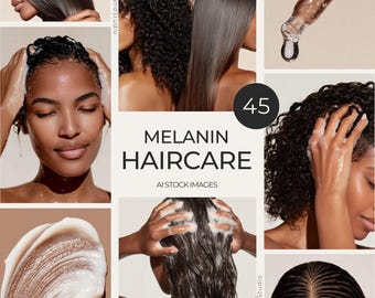 Melanin Haircare – AI Stock Photos, Natural Texture Curls, Haircare Branding Images, Social media (Digital Download)