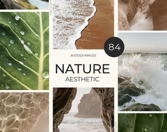 Nature AI Stock Photos Collection, Wallpapers Website Minimal Organic Images Background (Digital Download)