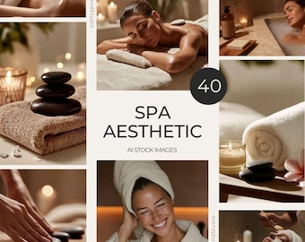 Spa Aesthetic – AI Stock Photos. Wellness & Self-Care Images for Instagram, Social Media Branding Luxury Spa Scene Photos (Digital Download)