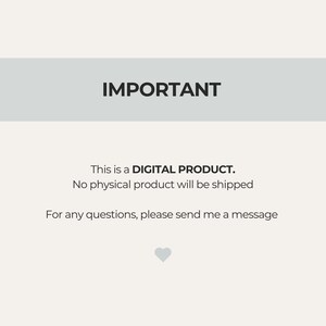 May include: A digital product announcement with the word "IMPORTANT" in bold black text at the top. The text below states, "This is a DIGITAL PRODUCT. No physical product will be shipped. For any questions, please send me a message."