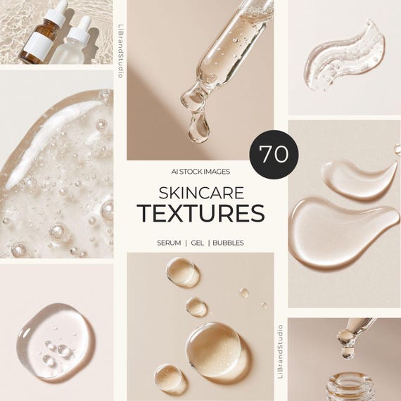 Aesthetic Skincare Serum Textures - AI stock photos for Branding | Social Media | Product Mockups. Minimal Pastel Images (Digital Download)