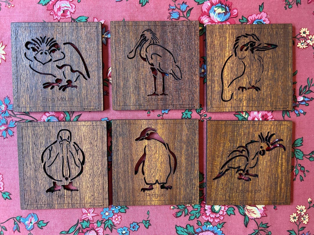 Set of 6 Wooden Coasters Australian Birds - Etsy