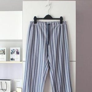 Vintage Blue Women&#39;s Striped Cotton Home Pants Size M