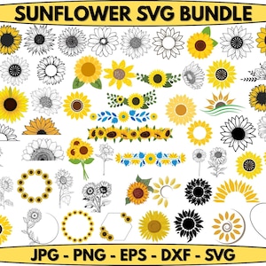 Sunflower SVG Bundle: Cricut Cut Files for Commercial Use (Digital Download