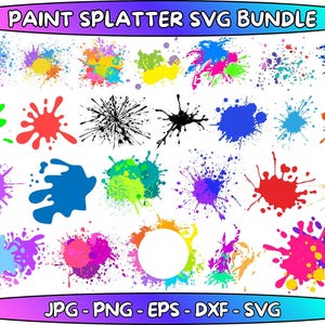 Paint Splatter SVG Bundle, Colorful Ink Splats Cut File (Digital Download)