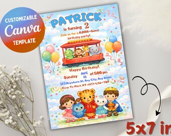 Cartoon Tiger Birthday Invitation Digital Download
