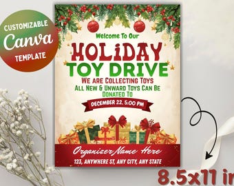 Editable Holiday Toy Drive Flyer Template (Digital Download)